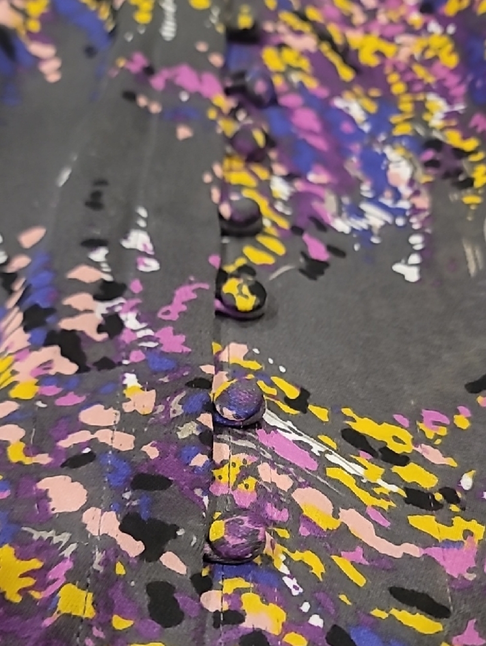 Parker Victorian Sheer Blouse Purple, Yellow and Black Abstract Print - Picture 5 of 10